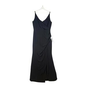 NEW Dress the Population Women's Size XL Black Sleeveless Wrap Maxi Dress LBD